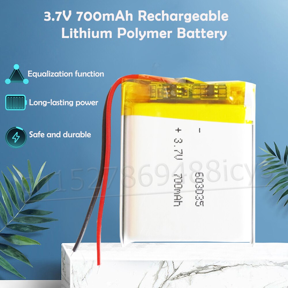 1-2PCS 3,7 V 700mAh 603035 Lithium-Polymer-Batterie Für MP3 MP4 GPS DVR LED Licht spielzeug Bluetooth Kopfhörer Lipo Zellen