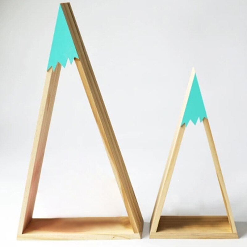 Estante de pared de madera para decoración del hogar, repisa flotante de estilo nórdico para habitación de bebé, montaña y nieve, JJJSN11451, 2 unids/set: Verde