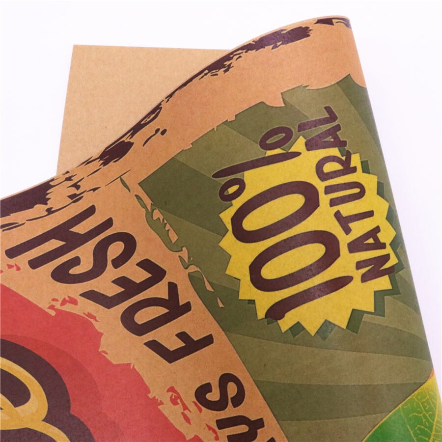 Hedelmä ruoka piirustus vintage voimapaperi juliste baari kahvila seinätarra taidemaalaus retrotaide maaliprintti kuva 45.5 x 31.5cm