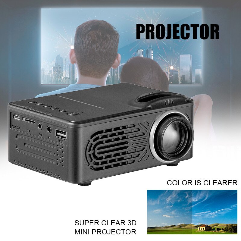 HD Neat Portable Pocket Projector Support 1080P Built-in Stereo Speaker for Home Office FKU66