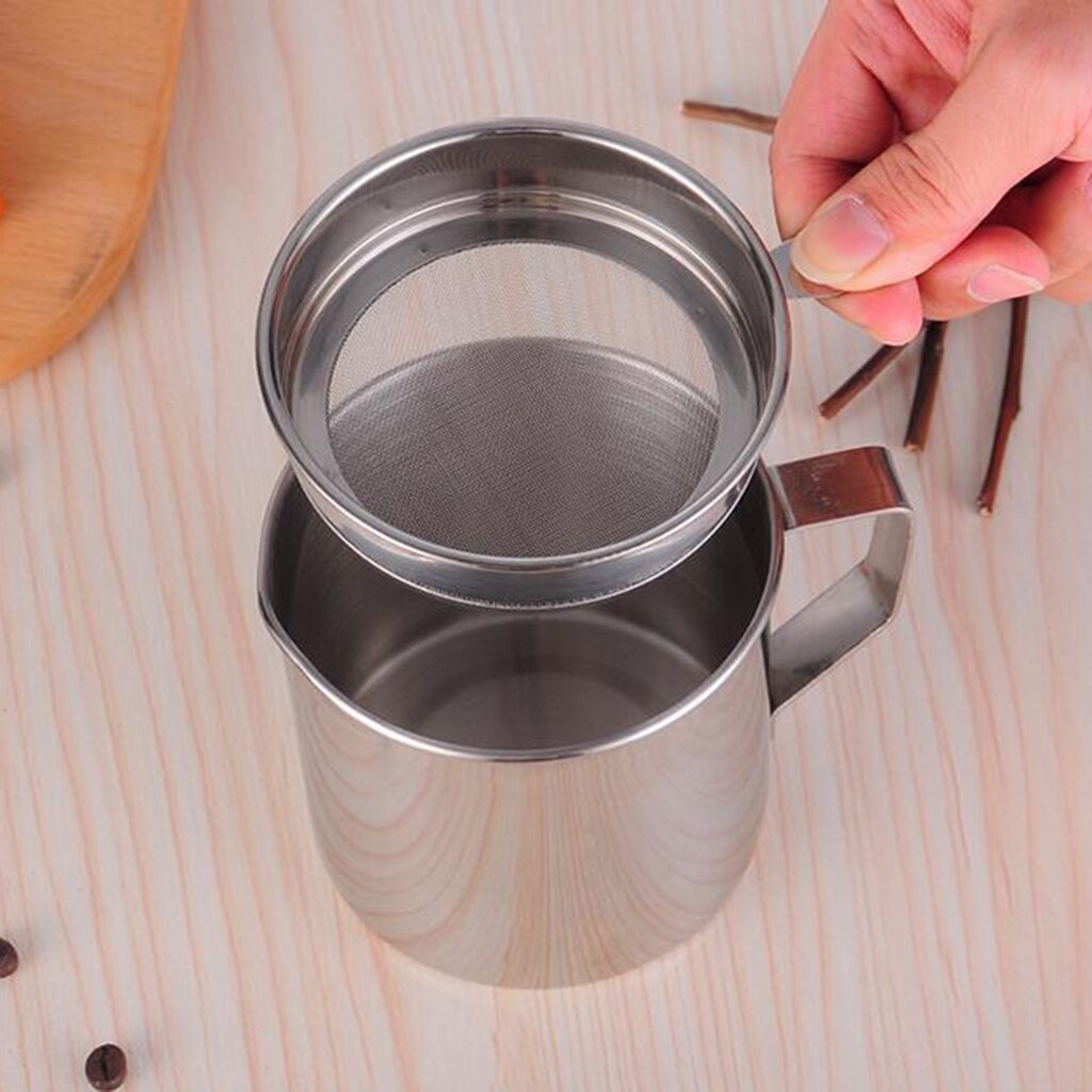 Cooking Oil Strainer Stainless Steel Cooking Grease Can for Reusing Oil