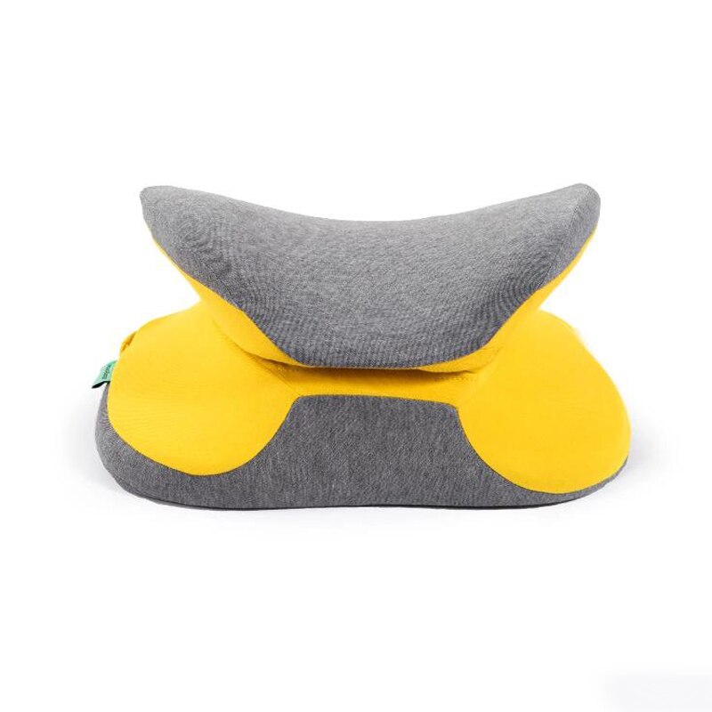 Slaapkussen voor op reis, hoofdsteun, tailleondersteuning, traagschuimkussen, orthopedisch kantoor, studentenbureau, slapen, lunchpauzekussen: Geel