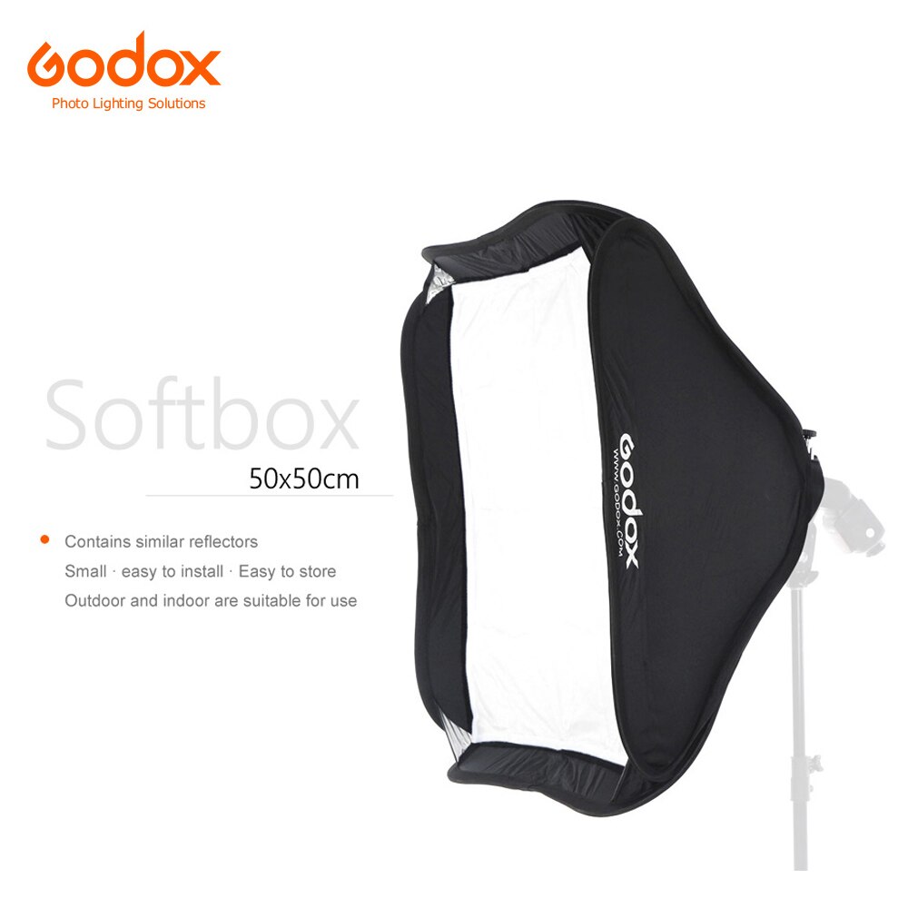 Godox 50x50cm 20 "* 20" Softbox Zak Kit voor S-Type Camera Studio Flash fit Godox S-type Bowens Elinchrom Mount (Softbox alleen)