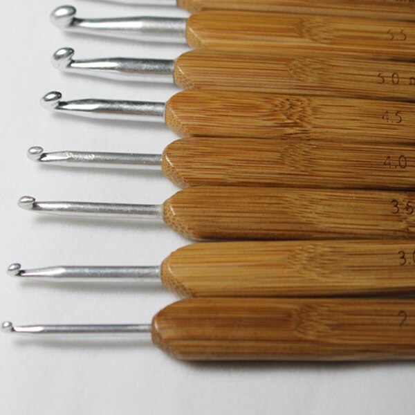 Bamboe Haak Beginner Set Gemengde Aluminium Handvat Haaknaalden Kit Bamboe Breien Brei Naalden Weave Garen