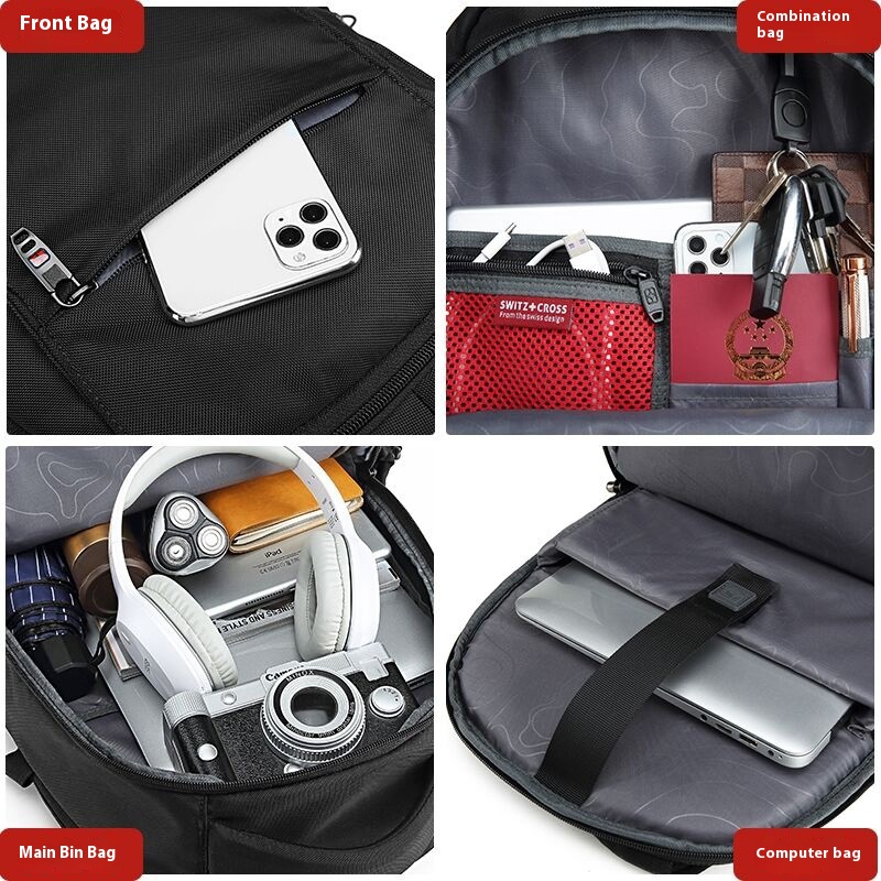 Travel 16 17.3 inch Laptop swiss Backpack USB Charging Anti-Theft Business Luggage Daypack for Men Women College School Bag