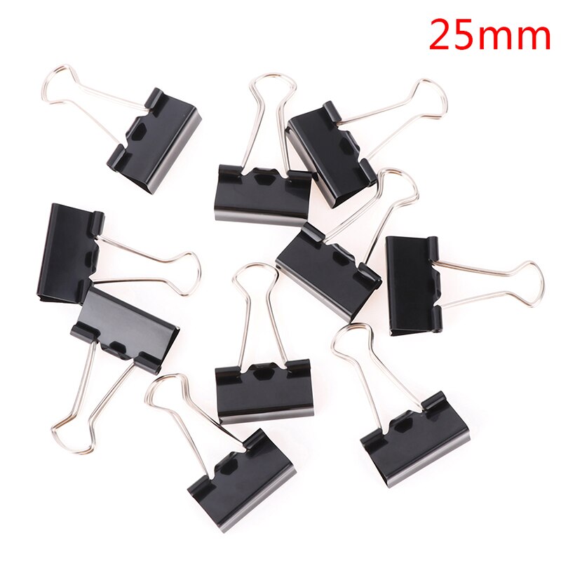 19mm/ 25mm/ 32mm 10pcs/lot Black Metal Binder Clips Notes Letter Paper Clip Office Supplies Binding Securing Clips: 25mm