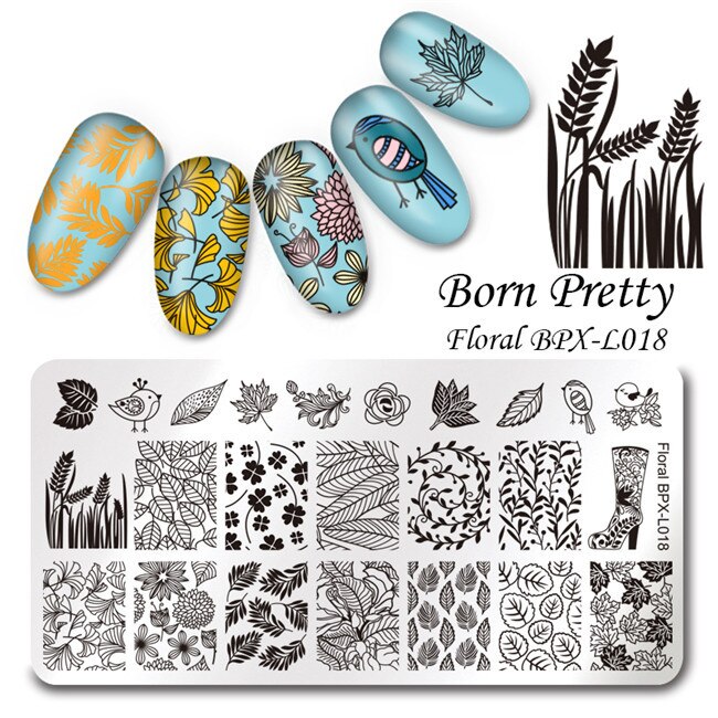 Né joli été fruits ongles estampage modèle fleur jus boissons ligne laisser modèle bricolage Nail Art Image plaques: BPX-L018