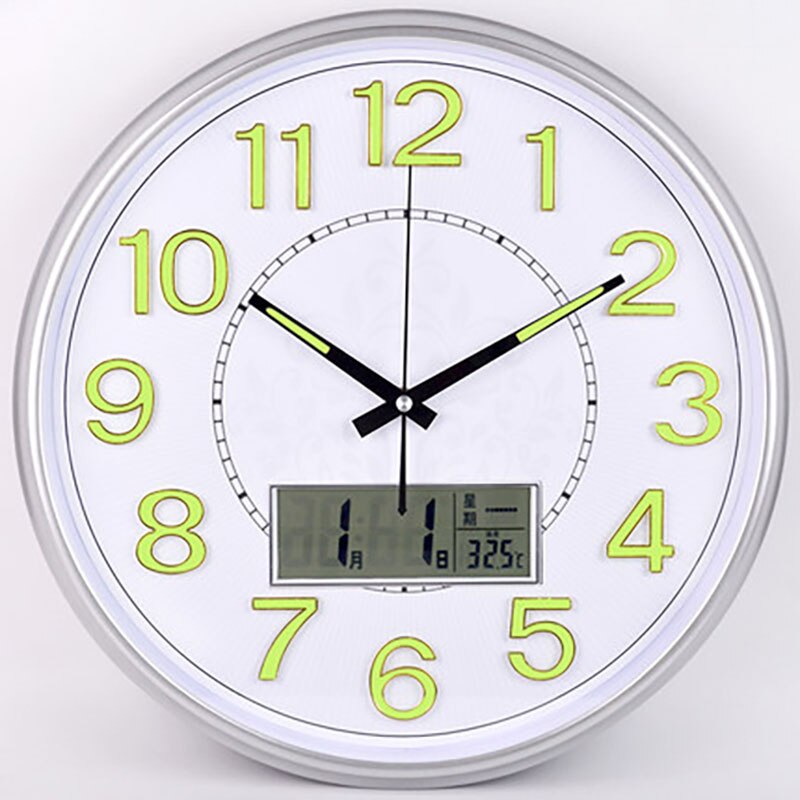 Mute vægur moderne stort natlys ur quartz dekorative digitale wanduhr vægmaleri vægure: 38cm stil 7