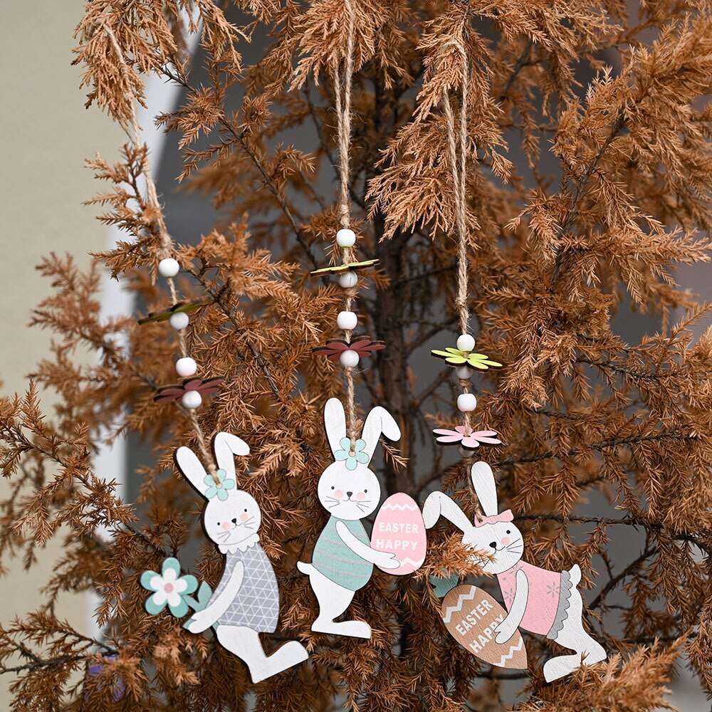 Paashaas Hangers Diy Ambachten Houten Bunny Opknoping Ornamenten Pasen Home Decoraties Feestelijke Party Decoratie