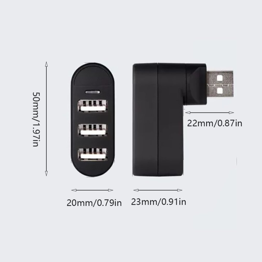 USB 2.0 Three-port Hub 7-character Rotating Hub Three-port Extender 3-port Hub Suitable for Windows for Mac: Default Title