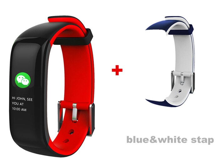 P1 Plus Smart Wristband Color Heart Rate Blood Pressure Monitor IP67 Waterproof H1 Fitness Bracelet sport tracker band: red and white