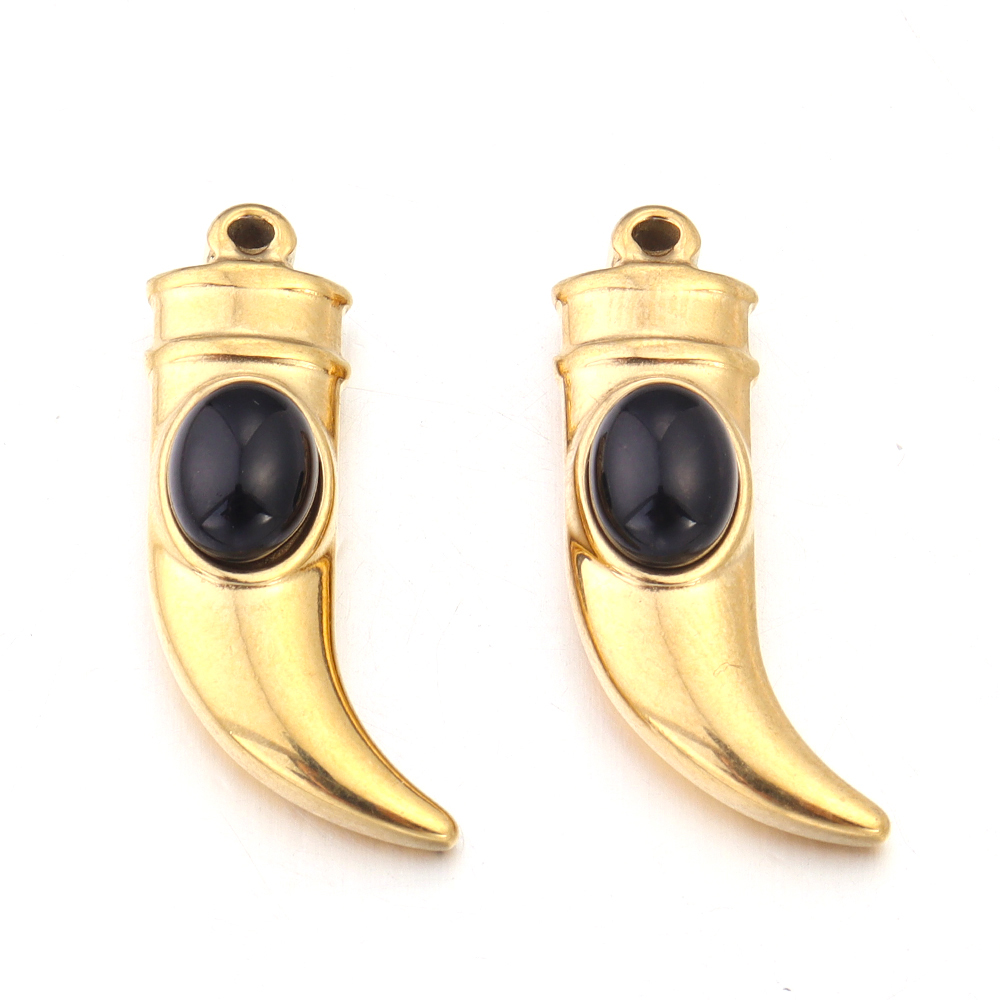 2 stk/parti rustfritt stål naturstein pepper øredobber anheng til diy halskjede smykker laging forsyninger blanding: Rød