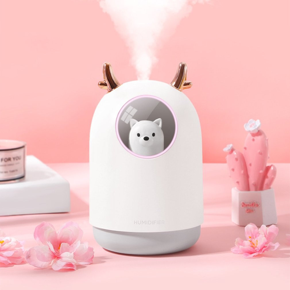 Schattige huisdier usb mini luchtbevochtiger thuis slaapkamer dempen klein bureau luchtspray dier mechanisch ultrasoon 30 db dempen: Wit