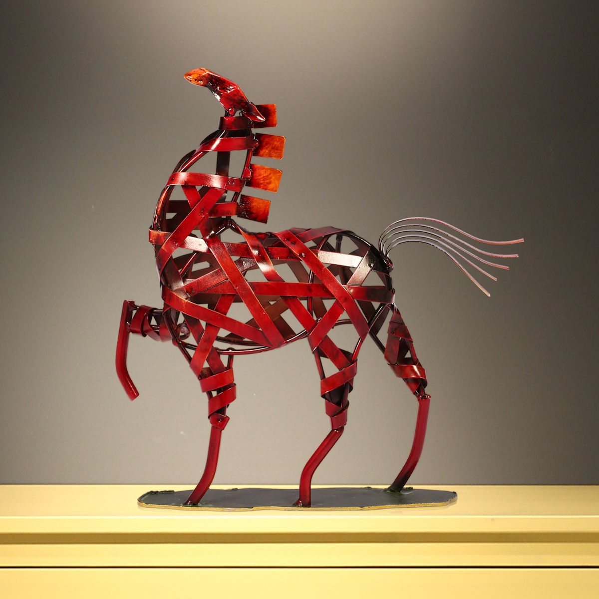 TOOARTS – Sculpture en métal, modèle de girafe tressée, respectueux de l&#39;environnement, Articles de décoration pour la maison, artisanat, bon