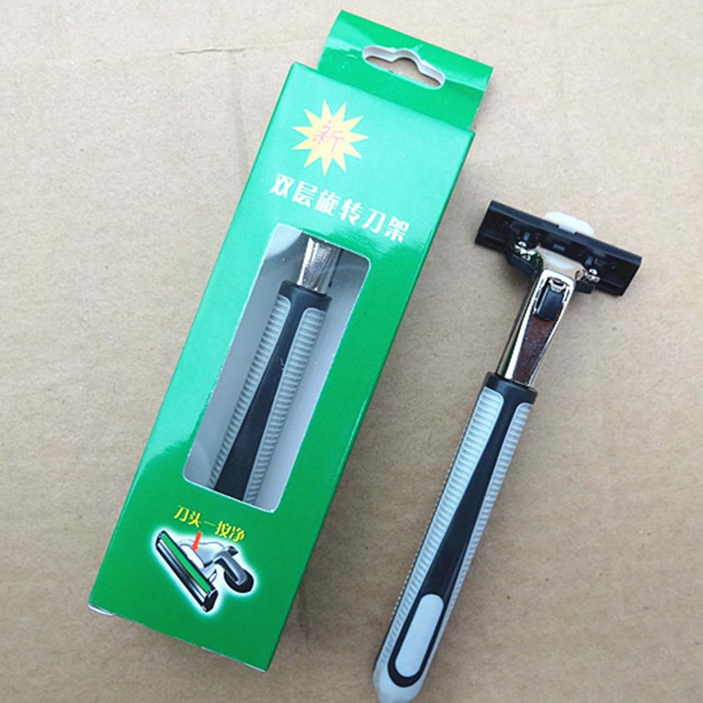 1 Handvat 30 Stuks Dubbele Lagen Mannen Gezicht Scheren Scheermessen Blades Mannelijke Handleiding Scheermesjes Voor Standaard Baard Scheerapparaat Trimmer blades: YELLOW