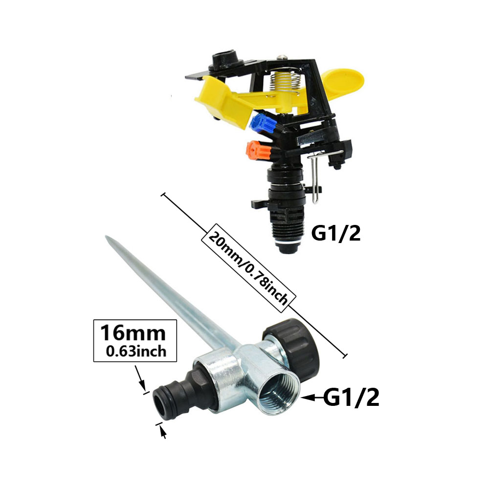 360 Degree Rotating Jet Sprinklers Double Outlet Rocker Nozzles1/2" Male Thread For Garden Farm Lawn Irrigation: light yellow