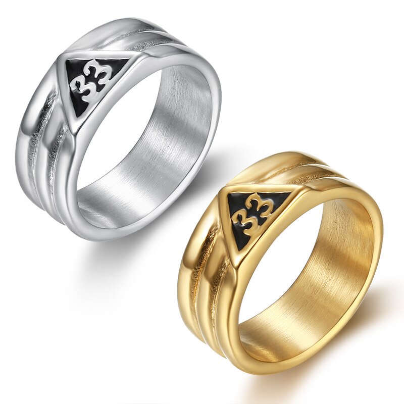 Anillo masónico clásico 33, joyería de acero inoxidable, masonería, anillo de motociclista Mason para hombre, MR0022