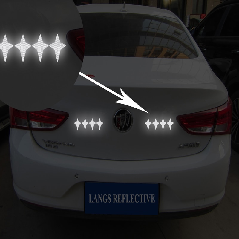 8pcs/set Four-Pointed Stars Decals Reflective Stickers Car Decorations Safety Warning Reflective Tapes Made with 3M