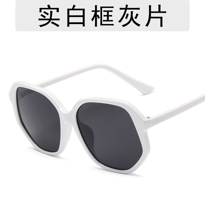 Nova moda leite marrom óculos de sol grande quadro poligonal óculos de sol feminino retro internet popular tiktok: White Gray Tablets