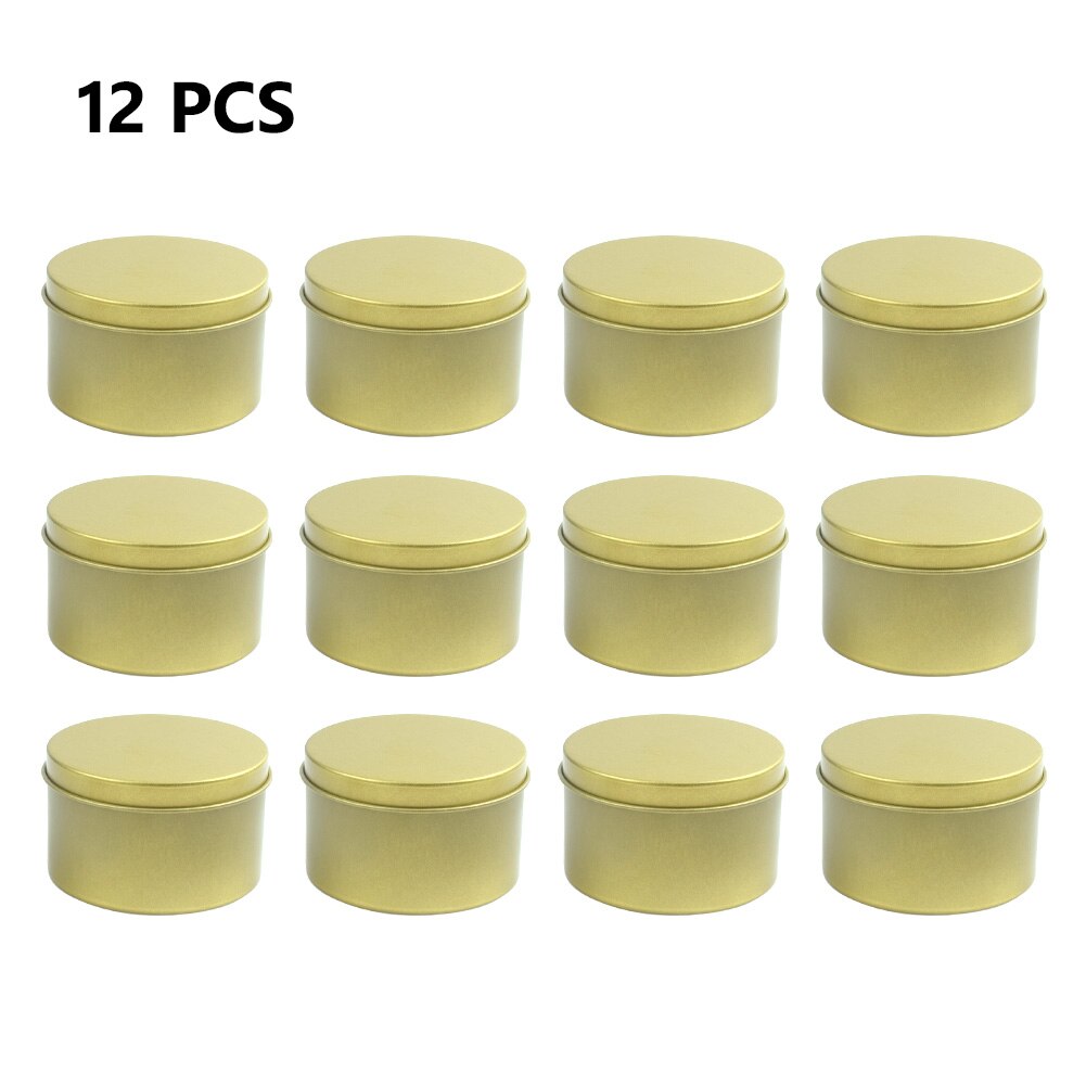 Candle Making Supplies DIY Candle Beeswax Arts Crafts Tin Jars Wick & Holder Supplies Candle Make Pouring Pot Candle Tins: 12x gold candle tin