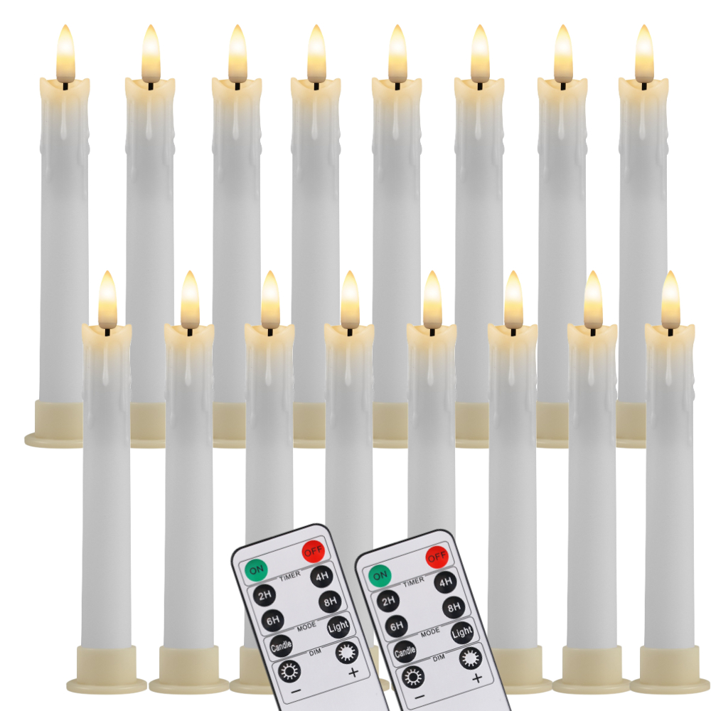 6/18/24Pc 6.6inch LED Flameless Taper Candles with Remote Flickering CandleSticks Plastic Window Candles for Halloween Christmas