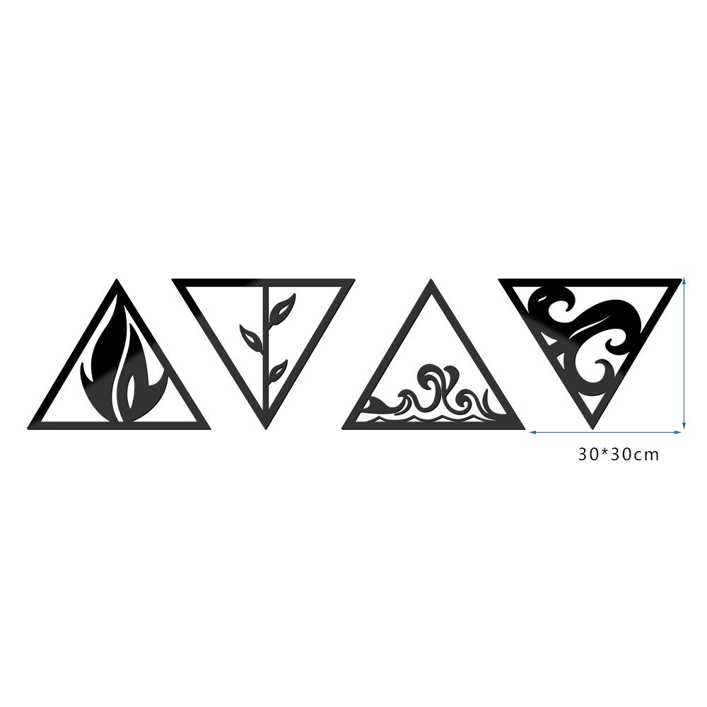 Wind Fire Water Earth Four Elements Acrylic 3D Mirror Sticker Self Adhesive geometry Decor Wall Sticker custom DIY sticker