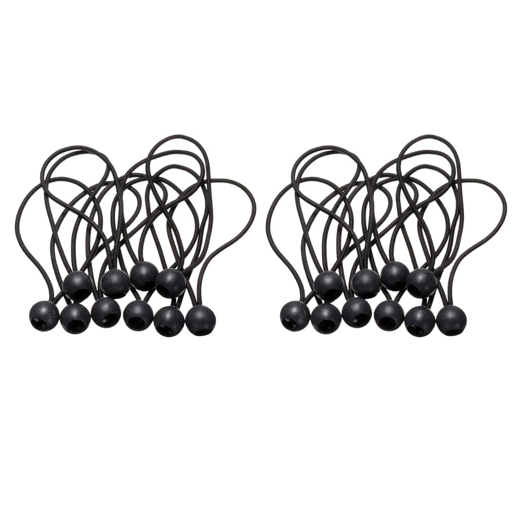 20 stuks Elastische Tent Tarp Fix Cords Zwarte Luifel Banner Ties Bal Bungee Vaststelling Riem