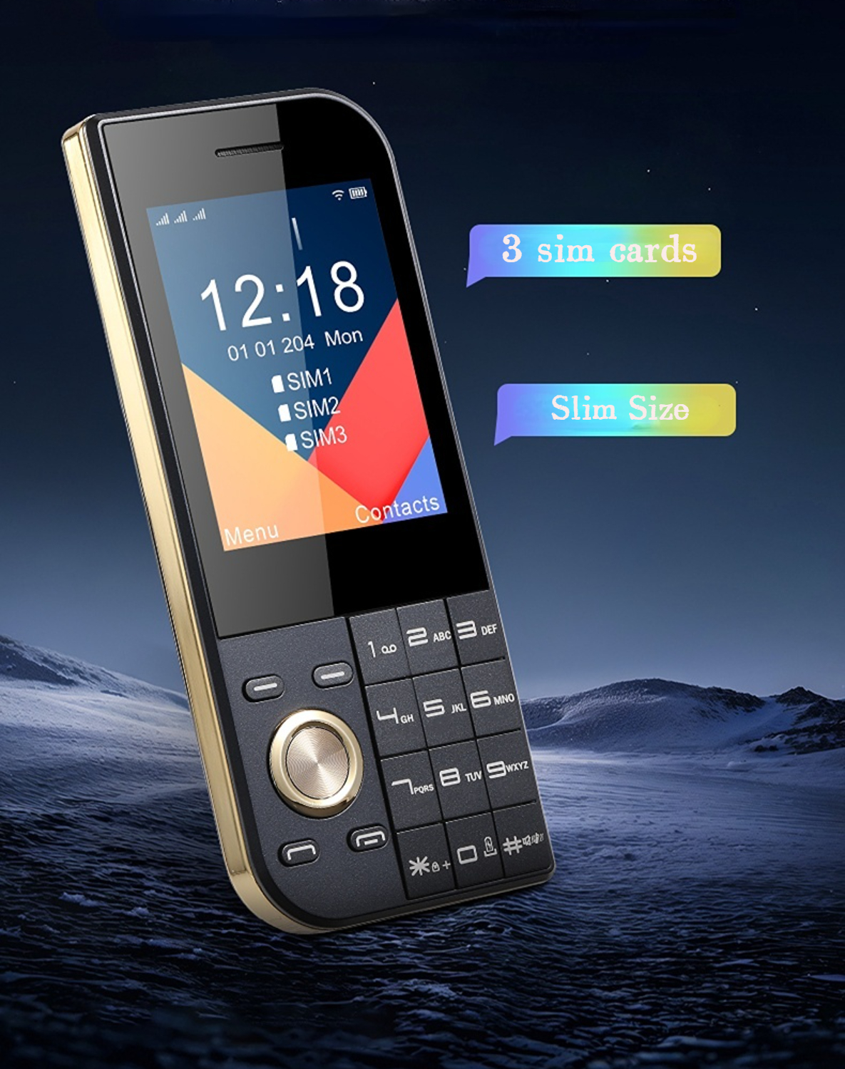 Ultraslanke mini-telefoon, schattig zakformaat, groot scherm, drie simkaarten, sos-oproepen, snelkiezen, grote knoppen, speciaal ontworpen voor ouderen.