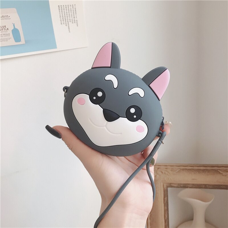 Cartoon Round Purse Cute Mini Female Student Clutch Bag Waterproof Silicone Pendant Coin Bag with Strap Mini Pouch