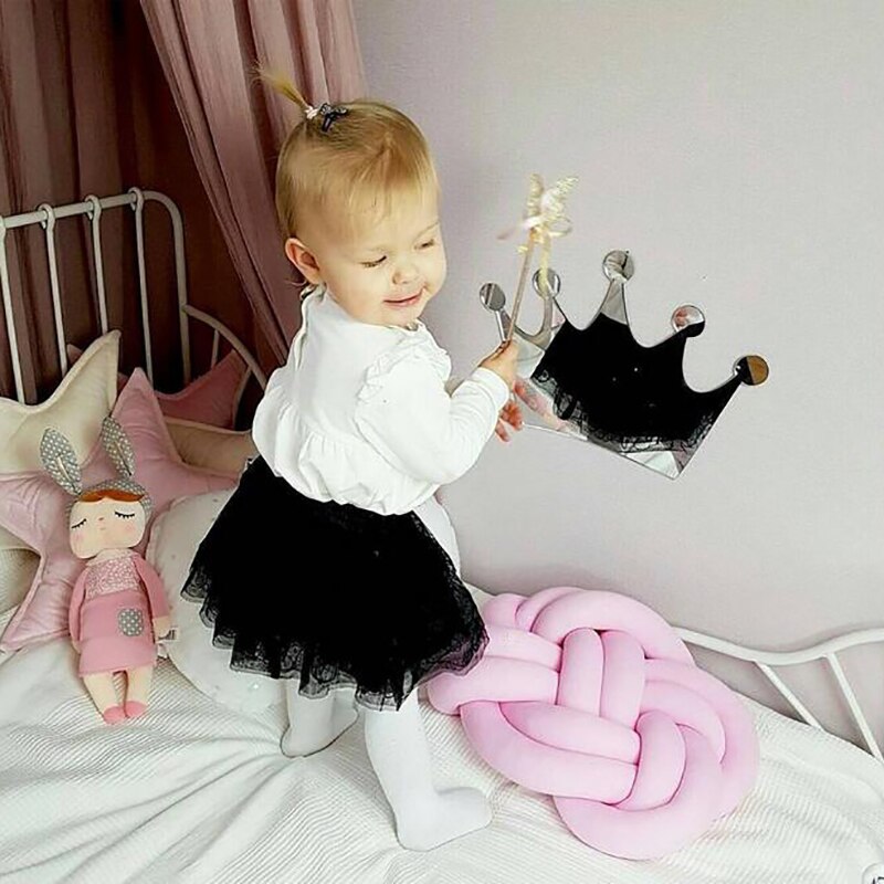 Baby Bett Stoßstange Knoten Geflecht Kissen Weiche Zimmer Dekoration INSstyle Kissen Krippe Stoßfänger Kleinkind Protetor Baby Bett Einstellung Fotografie