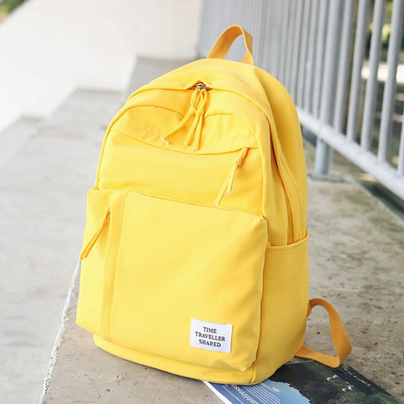 Moda luz náilon mulheres mochila de viagem alta qualidade à prova dwaterproof água tecido mochila escolar estilo bonito meninas mochila: YELLOW