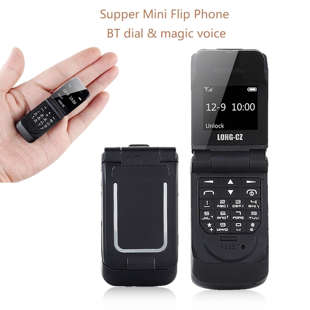 Long-cz Mini Flip Plastic Phone Extra Light Smallest Size BT Dial Synchro Magic Voice Changer SOS Fast Dial Single One Sim Music