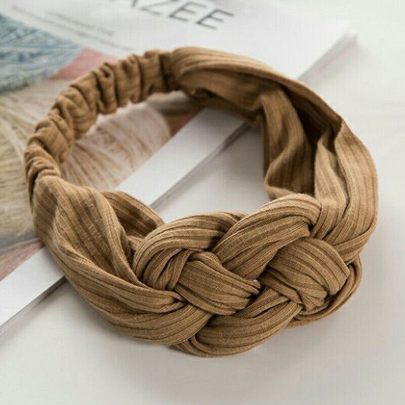 Kvinnor pannband tryck bohemisk bred turban twist kvinnor hårband flicka pannband ins bred dam huvudbonader hår accessoarer: Kaki