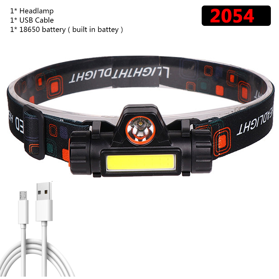 Zoomable Ingebouwde Batterij Camping Krachtige Led Koplamp Cob Usb Oplaadbare Koplamp Waterdichte Hoofdlamp Head Lamp Lantaarn: Package A