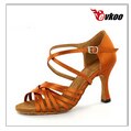 Evkoodance Tan 7 cm Hak Hoogte Latin Dans Schoenen Voor Dames Comfortabele Zool Satijn Latin Salsa Schoenen Evkoo-033: 12