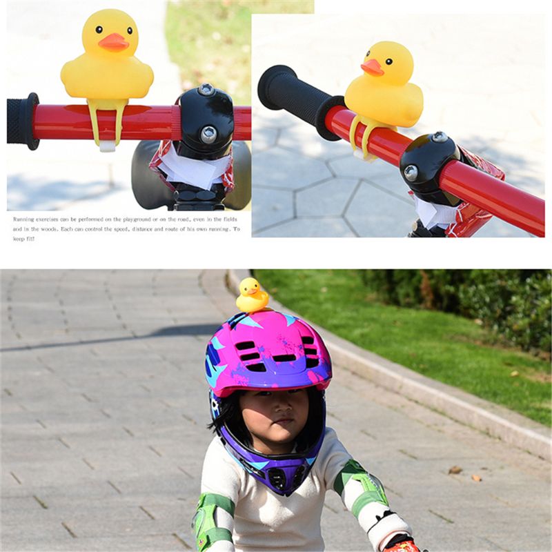Ootdty Grappige Gele Eend Met Helm Bell Ring Bel Voor Auto Fietsen Rit Hoorn Alarm Volwassen Kinderen Speelgoed