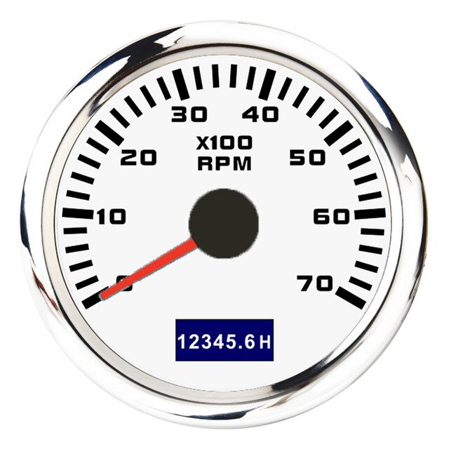 52mm Betriebsstundenzähler Drehzahlmesser 7000 RPM Außenborder Zähler Tacho Meter Messgerät Für Stiefel Marine Auto Mit verrotten Hintergrundbeleuchtung: Weiß 7K RPM