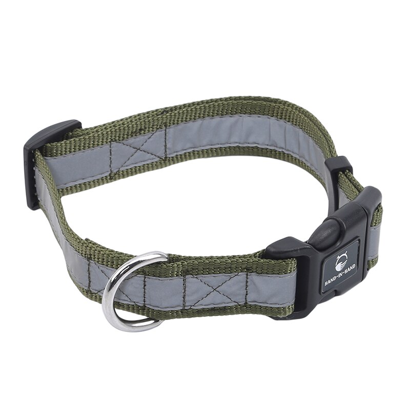 Nylon hondenhalsband voor 's nachts, knipperend, lichtgevende hondenriem voor honden, lichtgevende fluorescerende halsbanden voor huisdieren, huisdierbenodigdheden: Legergroen 2.5cm