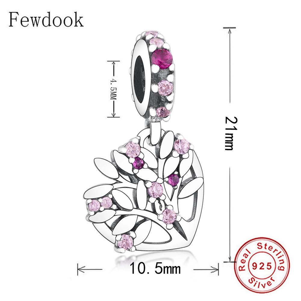 925 Sterling Silber Herz Rosa Familie Leben Baum Bead Fit Original Charme Armband Für Machen Frauen Auntie Mama Nichte Berloque DIY