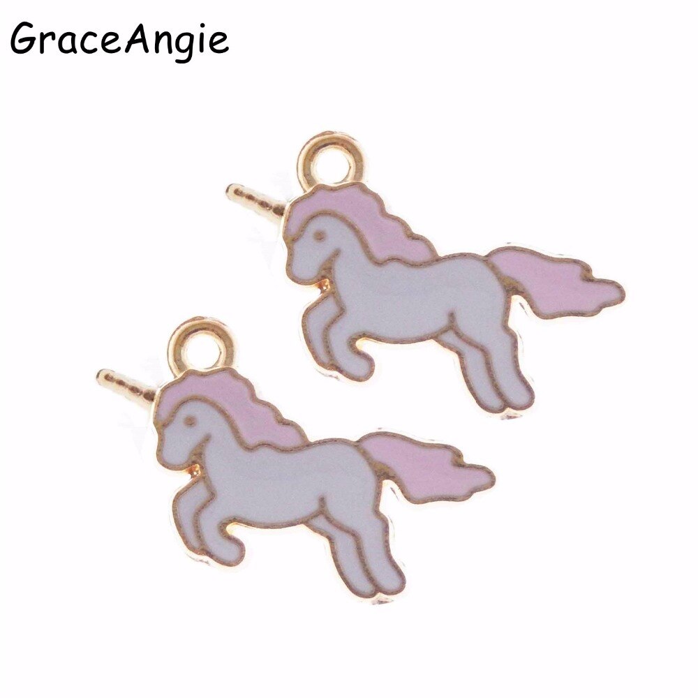 20 stücke Halskette DIY Chunky Emaille Einhorn Anhänger Schmuck Erkenntnisse Gold Farbe Charme Handgemachte Halskette Mädchen Kinder Zubehör