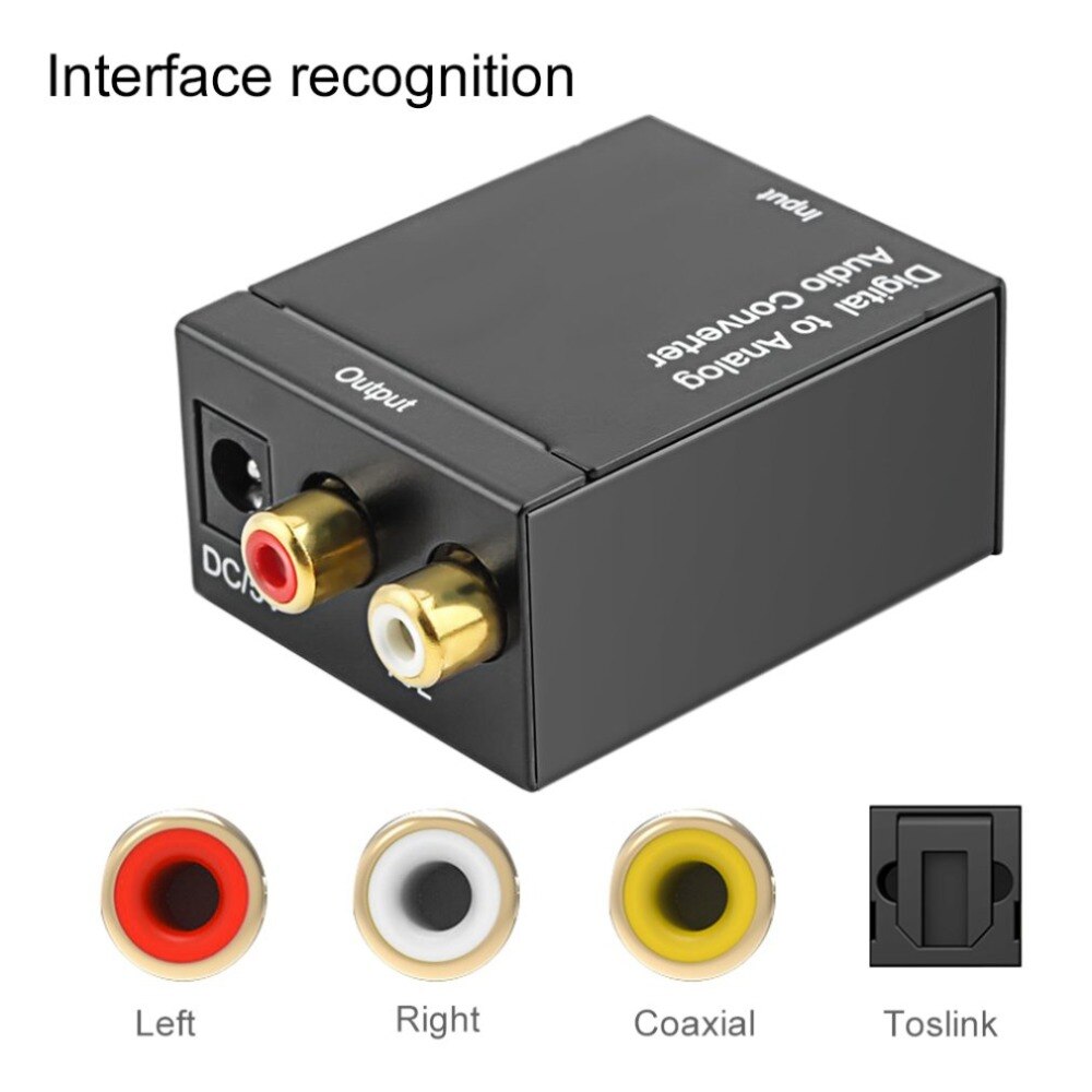 Digitale Optische Coax Toslink Signaal Naar Analoog Audio Converter Adapter Rca Digitale Audio Analoog Converter Zwart