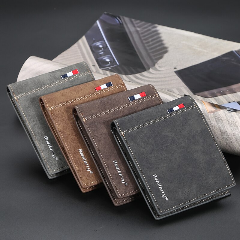 Hommes court sac à main carte mince multi carte portefeuille jeunesse horizontal billet pince
