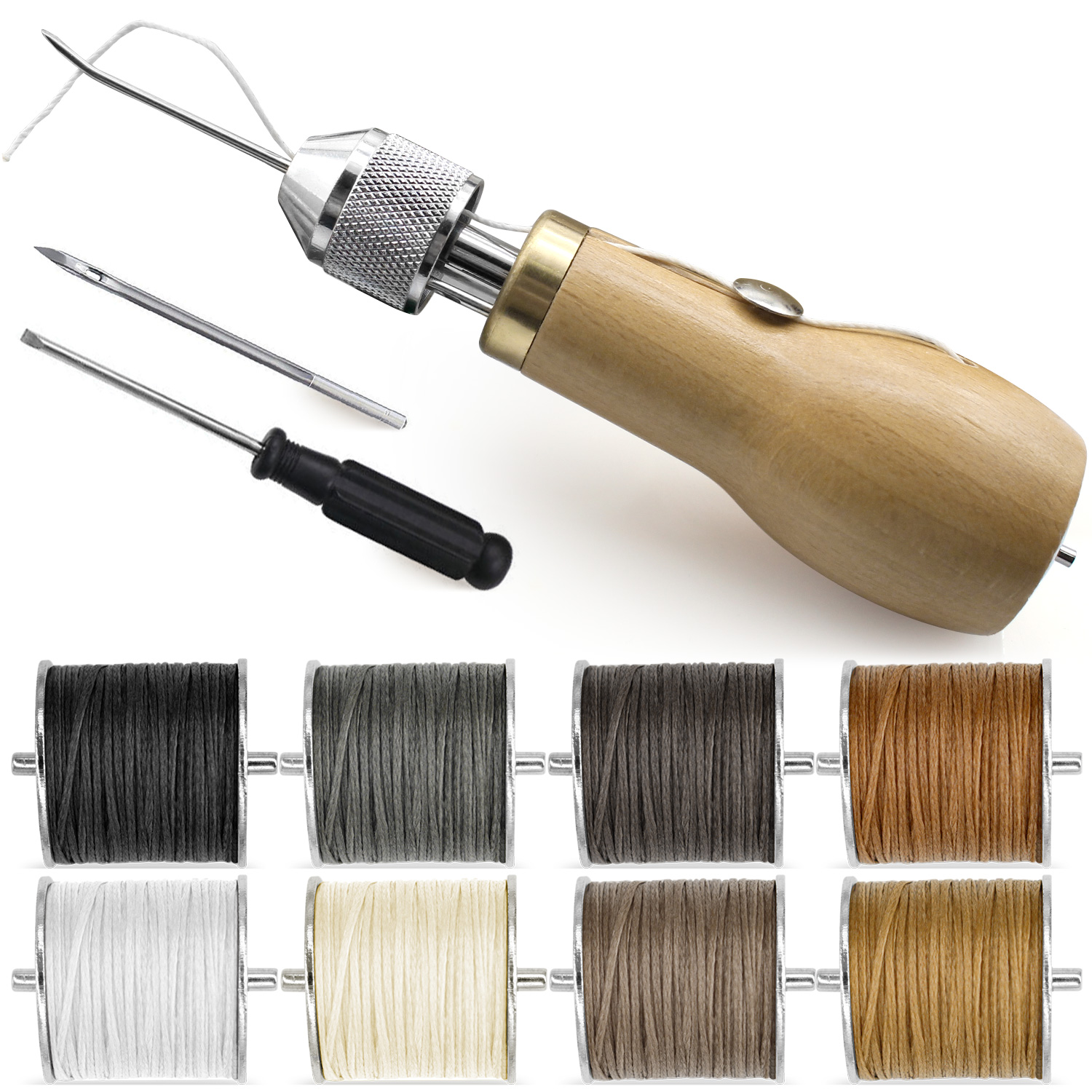 Leather Sewing Awl Kit Hand Stitcher Set Tools and Needles Replacement Spools of Waxed Thread Stitching for Leathercraft Fabric: VIOLET/紫罗兰