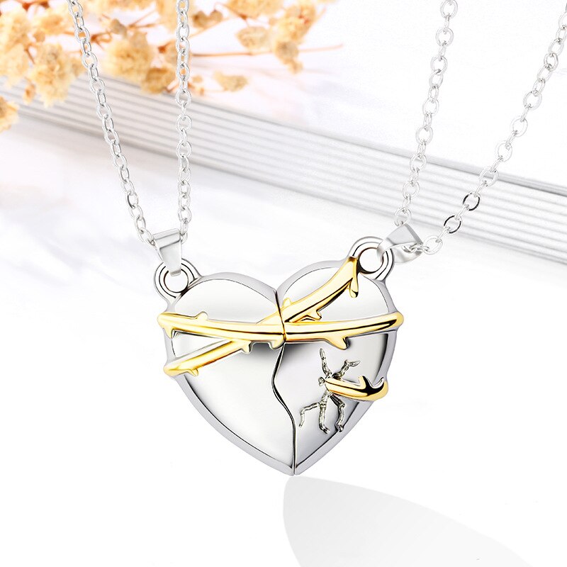 2 pz/set collana con ciondolo a cuore collana girocollo coppia magnetica collana per amanti donna donna uomo donna ragazzi ragazze regalo maschile