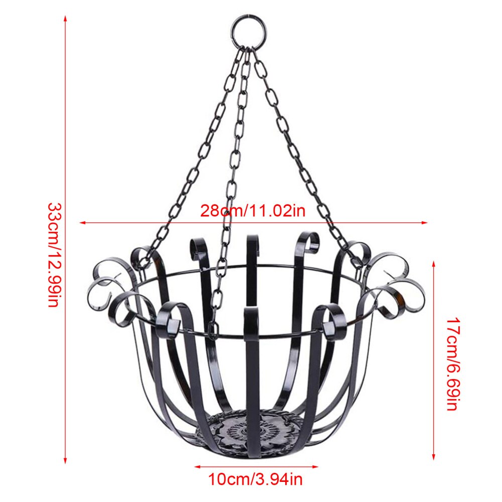 Plant Pot Holder European Style Wall Hanging Wrought Iron Hanging Basket Black Decoration Concise Metal Art Garden Supplies