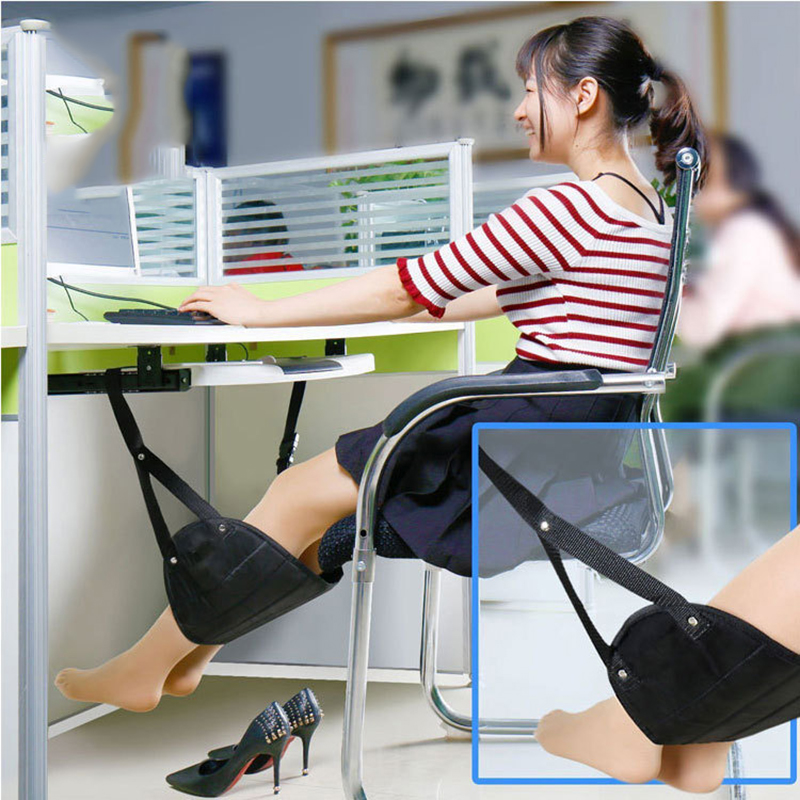 Hamaca de pierna elevada para avión, reposapiés con bolsa de transporte, eslinga de Pie ajustable para escritorio de oficina