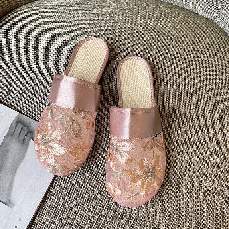 Slippers Voor Vrouwen Vrouwelijke Muilezels Schoenen Platte Mode Borduurwerk Ronde Neus Zomer Schoenen Vrouw Slides Zwart Plus Size 40: ROSY / 5