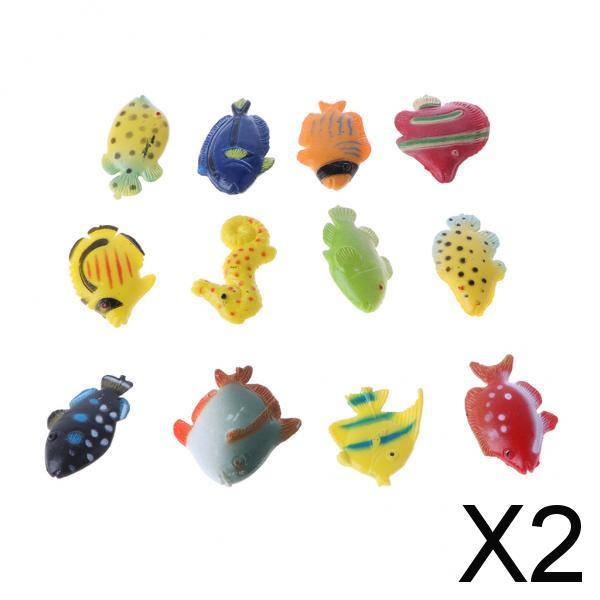 2x12-piece Plastic Marine Animal Fish Model Educational Toy Party Bag Fillers