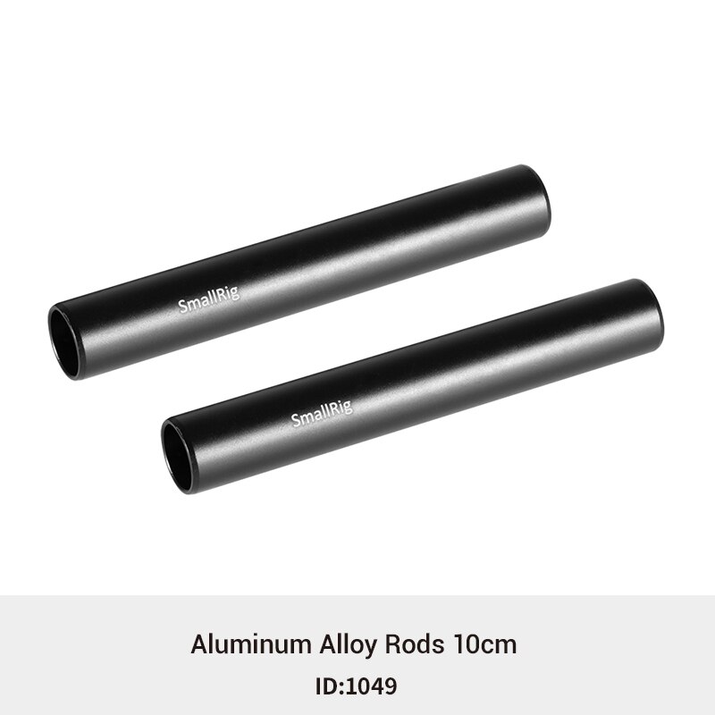 SmallRig Black Aluminum Alloy 15mm Rod Camera Rail Rod - 10cm 4 Inch (Pair Pack) for Monitor EVF Mount Attach -1049: 10cm