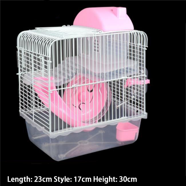 Cage métallique en forme de Villa à Double étage avec bol d&#39;alimentation, jouet de patinage à roulettes, petit château, Cage Hamster à Double étage: C-2